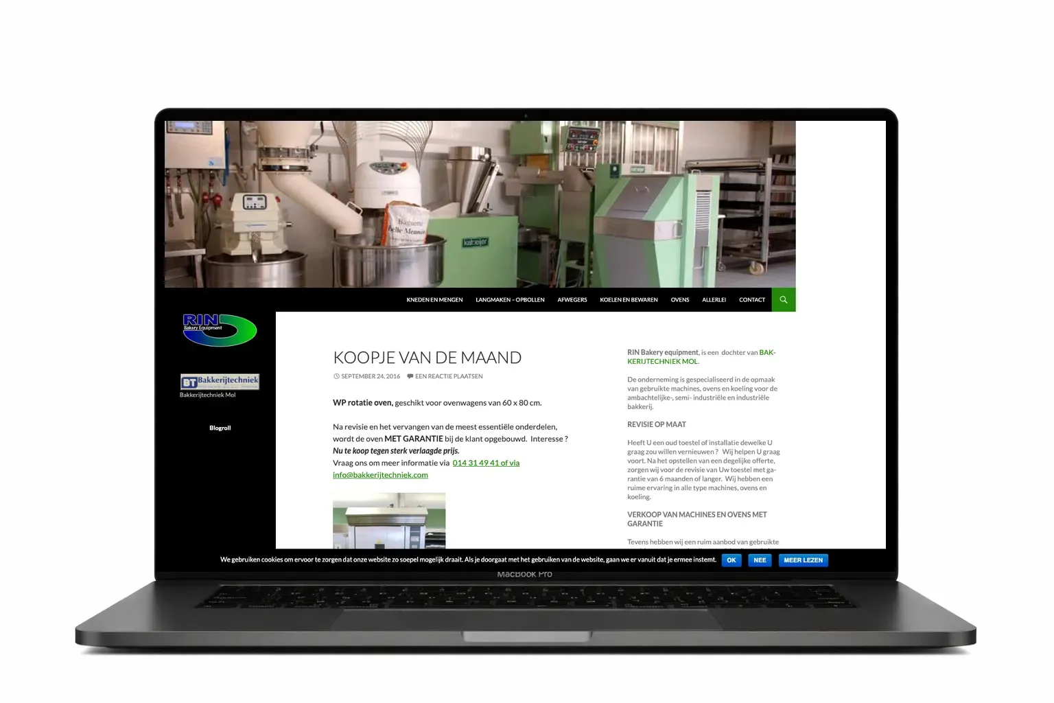 Bedrijfswebsite voor bakkerijtechniek gemaakt door webdesign bureau Antwerpen