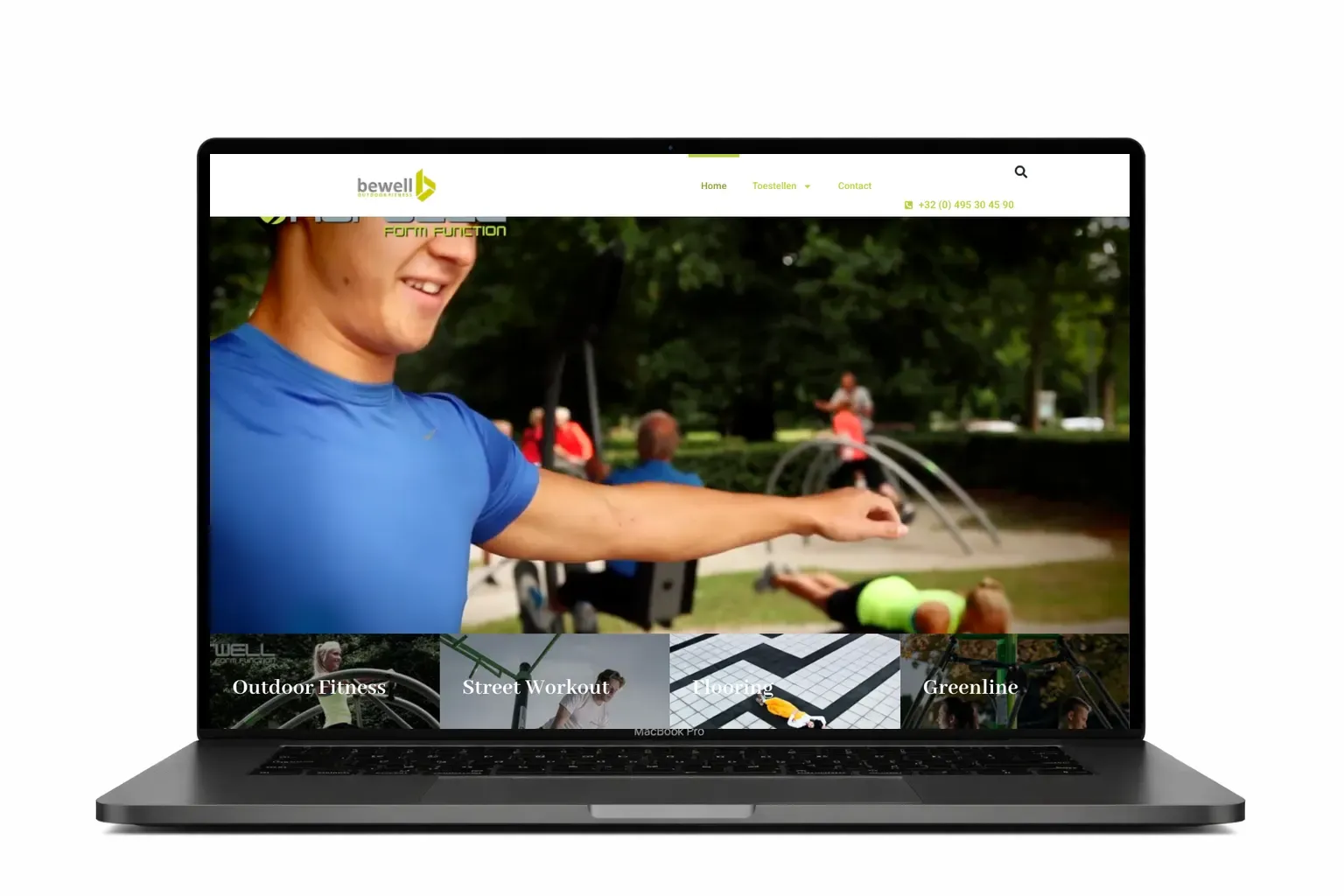 Website voor outdoor fitnesscentrum ontwikkeld door webdesign bureau Antwerpen