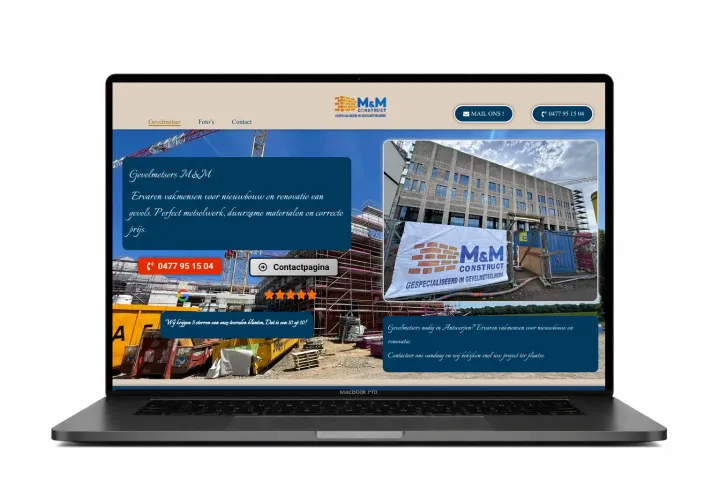 Website mmconstruct.be — project van webdesign bureau Antwerpen