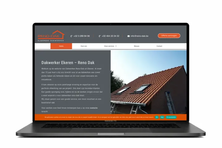 Website reno-dak.be — project van webdesigner Antwerpen