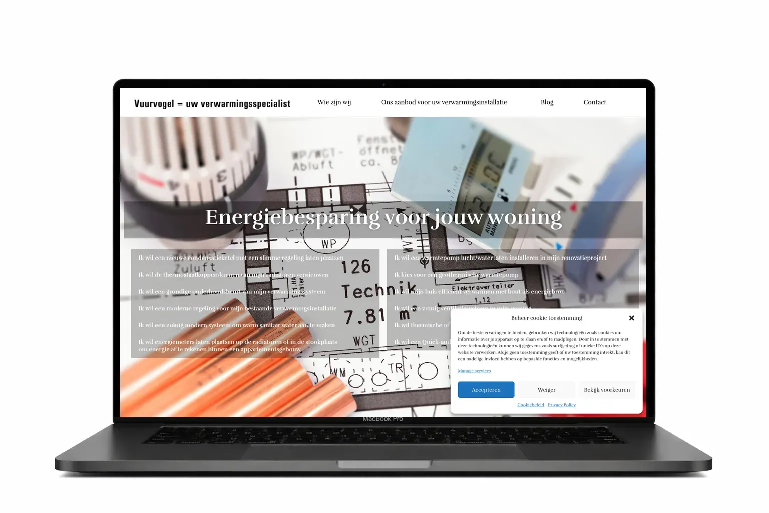 Website voor warmtepompinstallateur door webdesign bureau Antwerpen