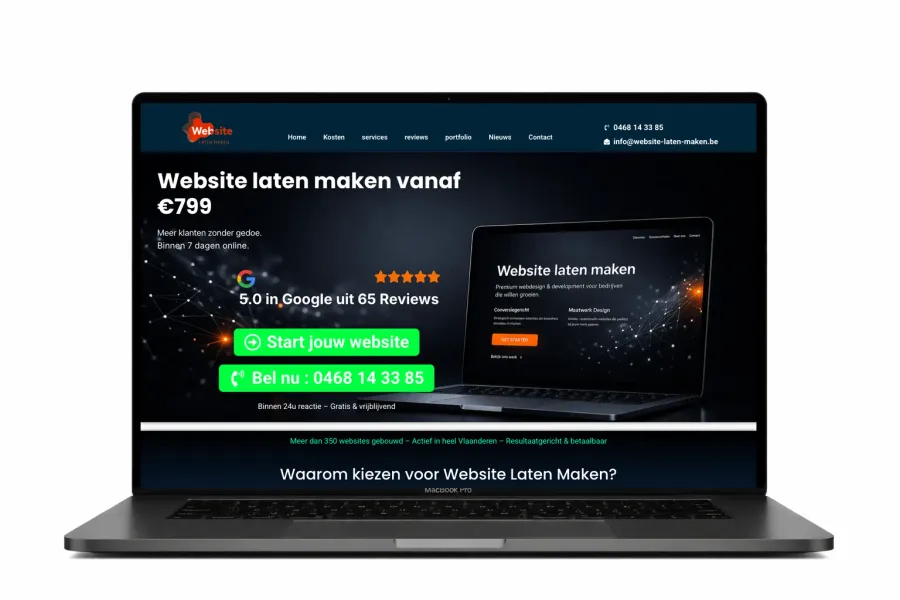 Website voor website laten maken, getoond in een conversiegerichte landingspagina